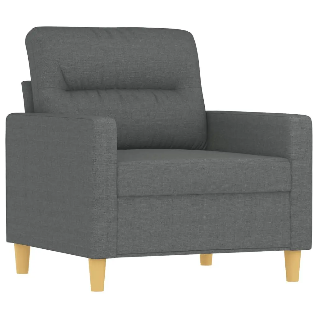 Grey Fabric 3 Piece Sofa Set with Cushions Comfortable Seating Living Room