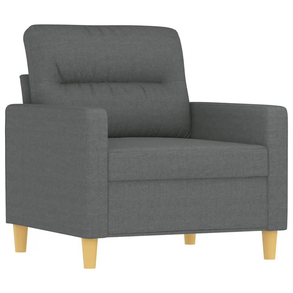 4 Piece Grey Fabric Sofa Set Padded Seat Armrests Living Room