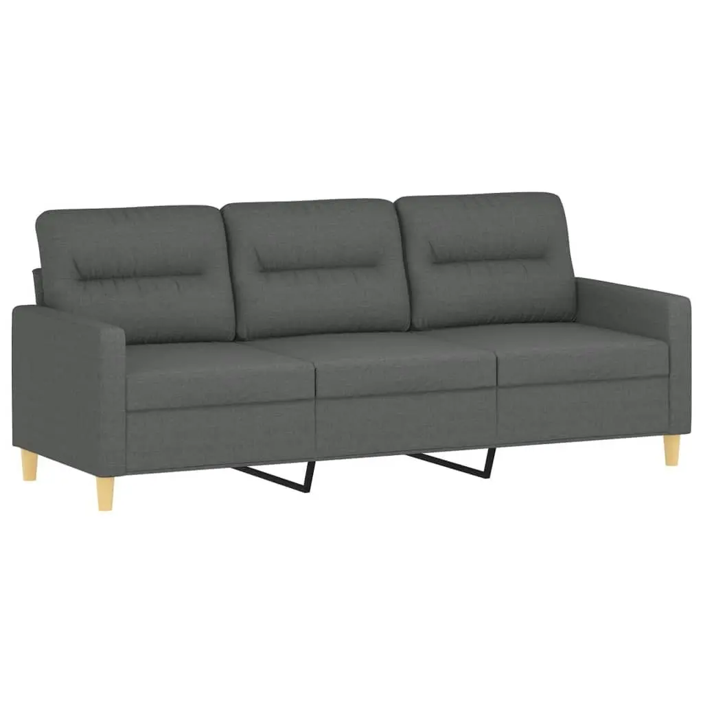 4 Piece Grey Fabric Sofa Set Padded Seat Armrests Living Room