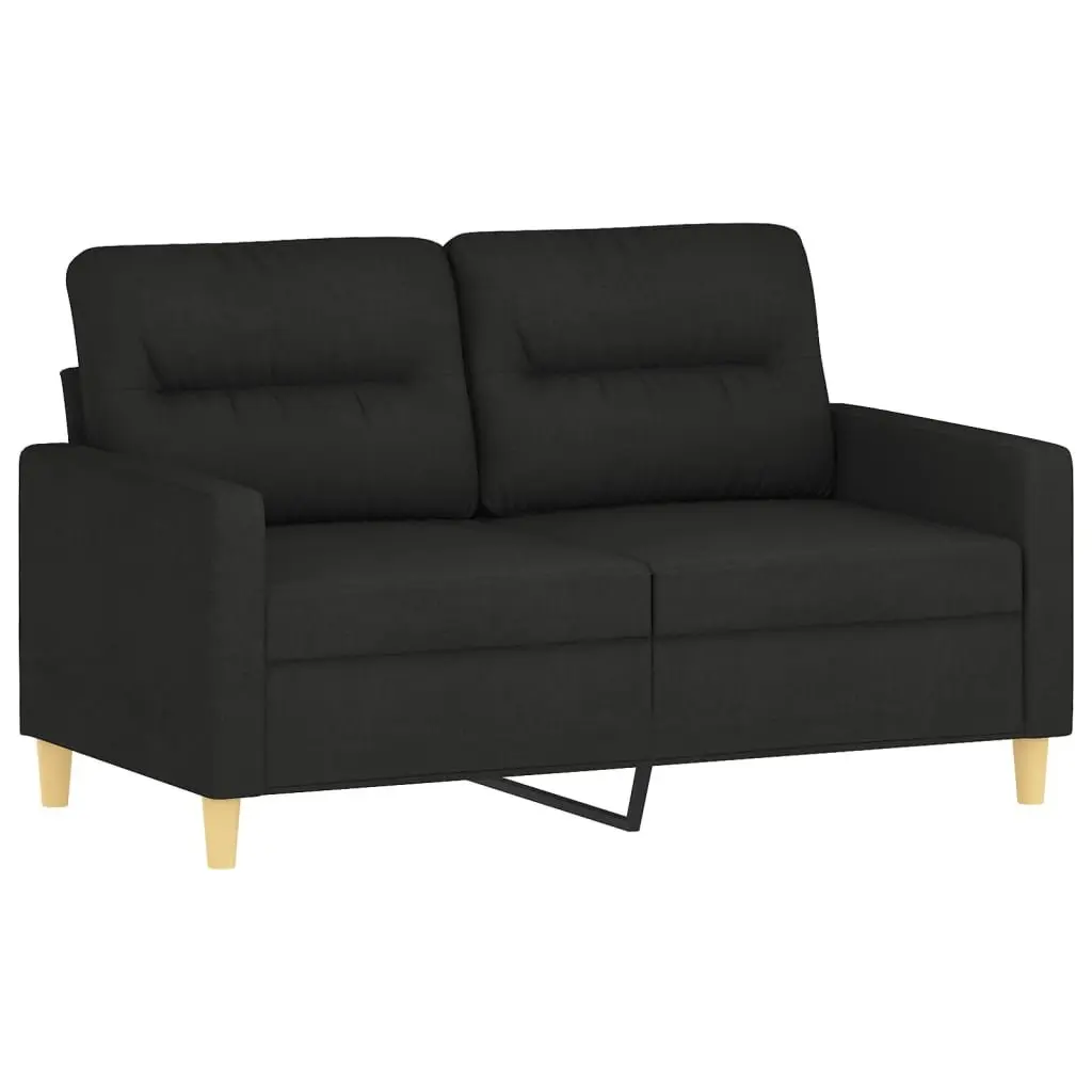 2 Piece Sofa Set Black Fabric Lounge Suite Cushioned Seats Living Room Furniture