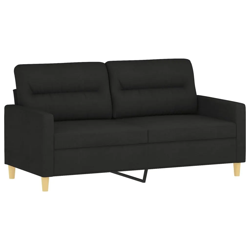 2 Piece Sofa Set Black Fabric Lounge Suite Cushioned Seats Living Room Furniture