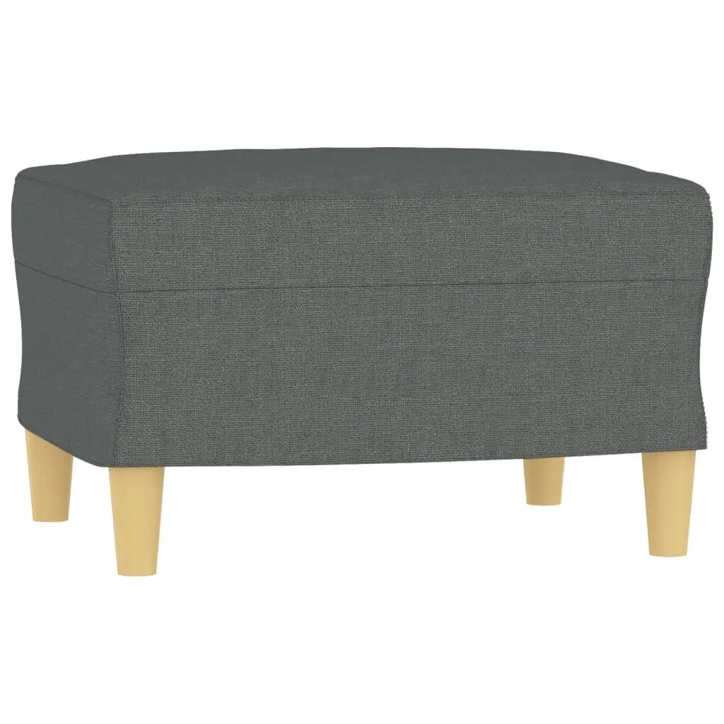 Grey Fabric Couch Set with Cushions and Footstool for Living Room 3 Piece