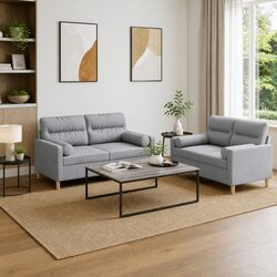 Practical 2 Piece Grey Sofa Set for Everyday Use