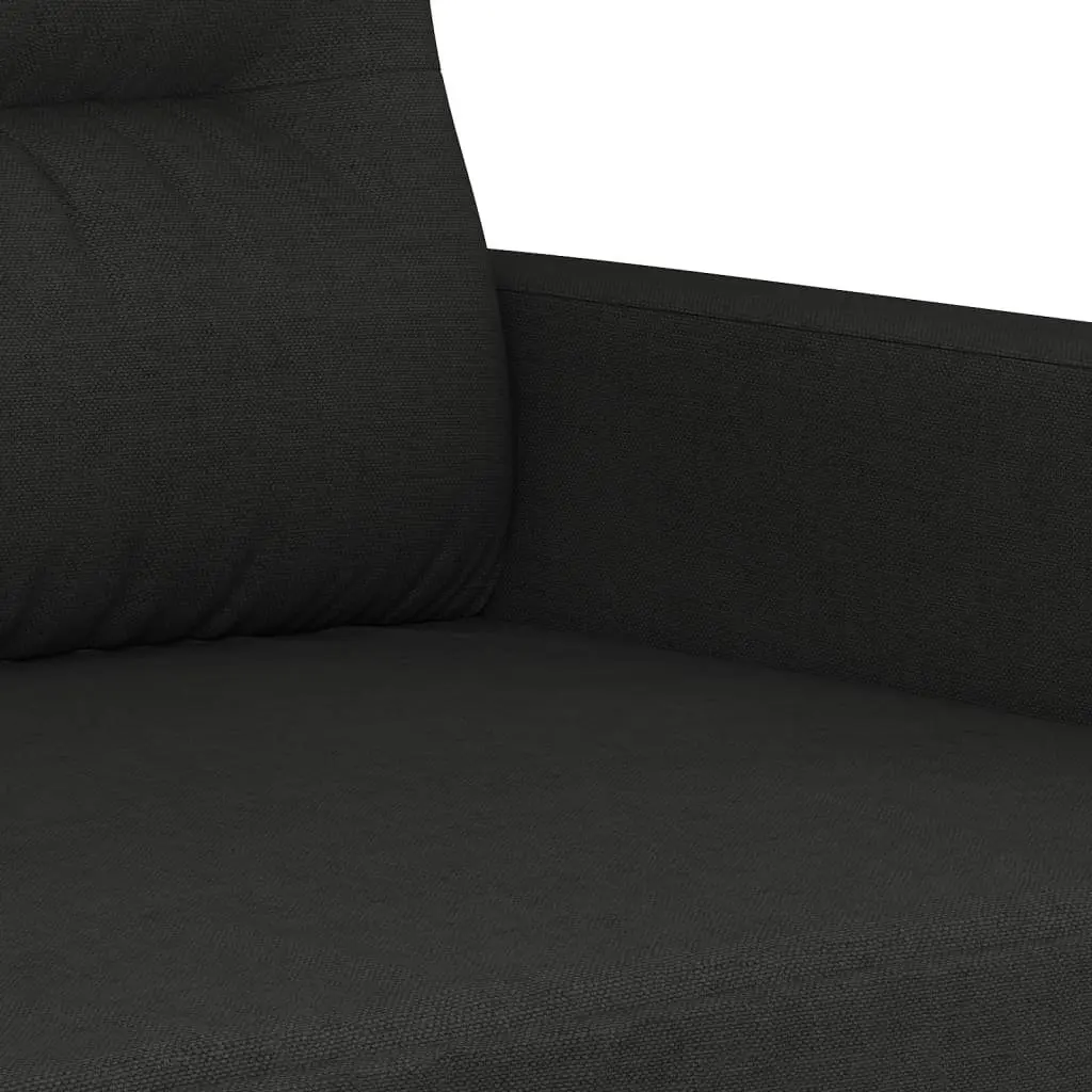 2 Piece Sofa Set Black Fabric Couch Plywood and Metal Frame