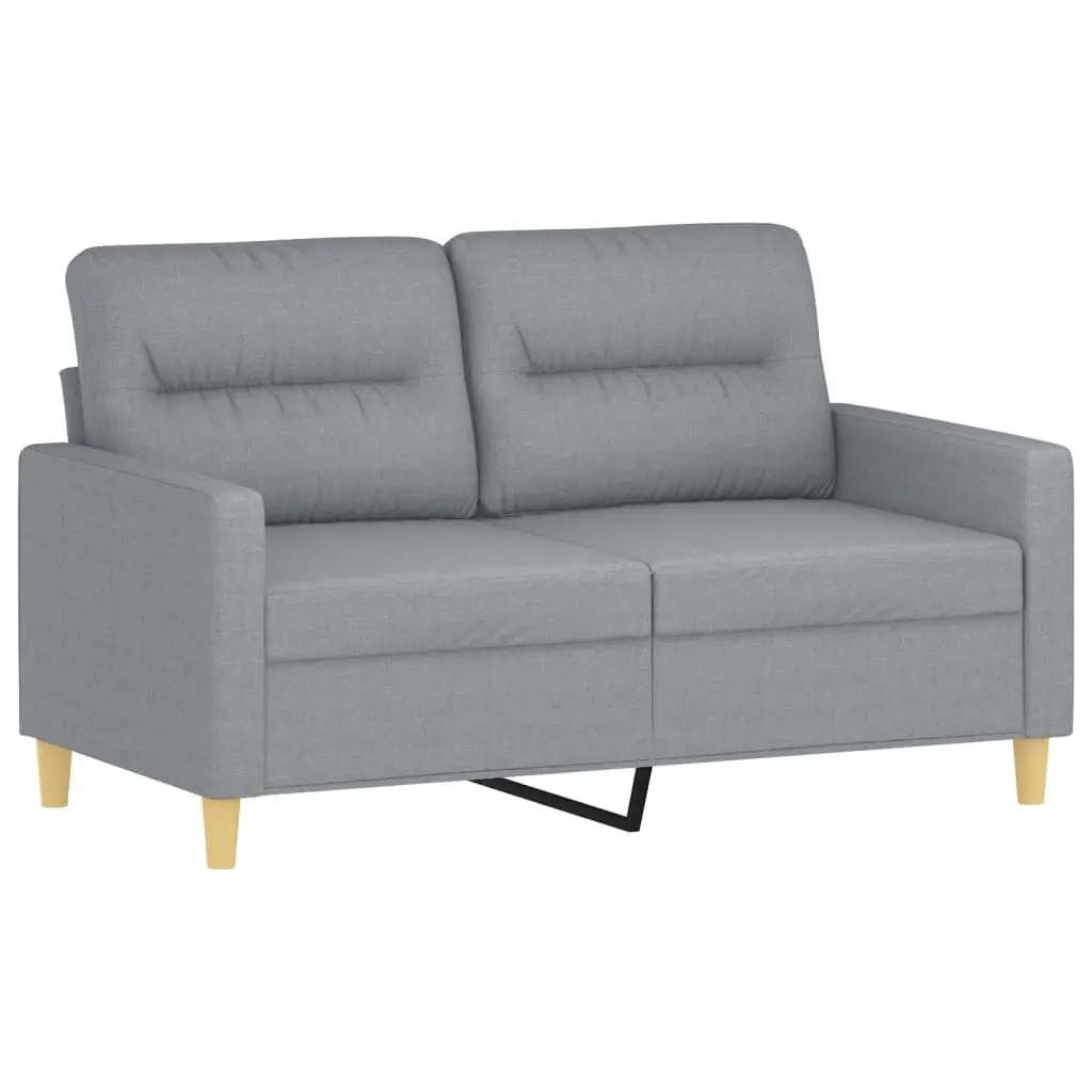 3 Piece Compact Sofa Set Grey Fabric Living Room Furniture with Footstool and Pillows