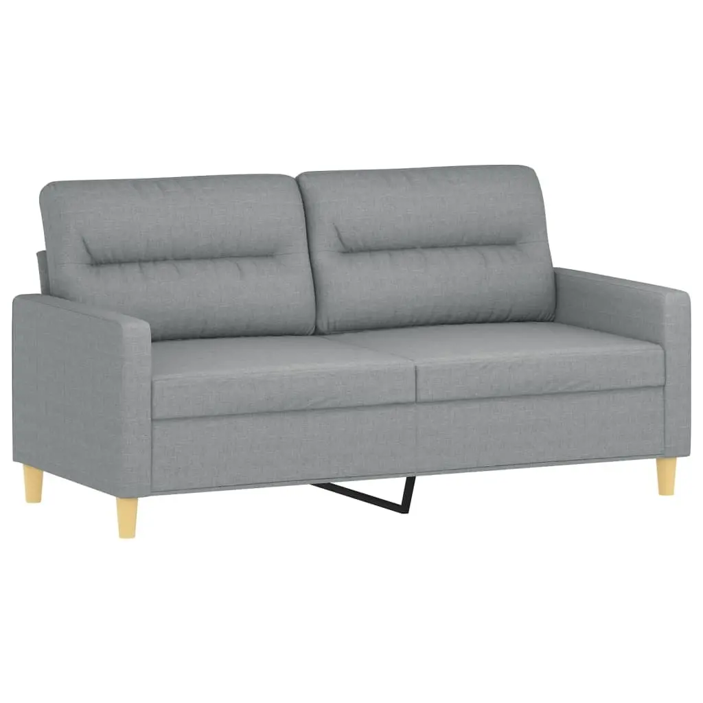 3 Piece Compact Sofa Set Grey Fabric Living Room Furniture with Footstool and Pillows