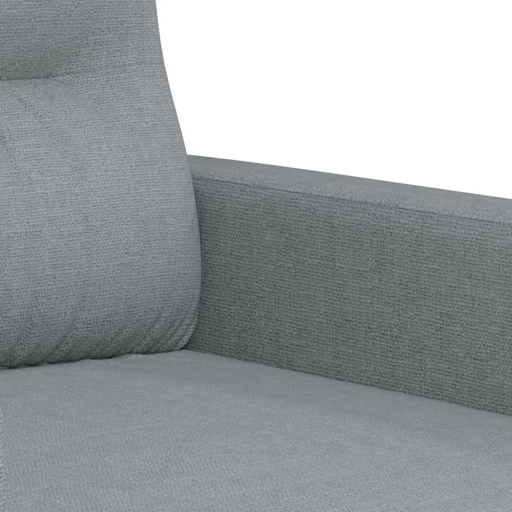 3 Piece Compact Sofa Set Grey Fabric Living Room Furniture with Footstool and Pillows