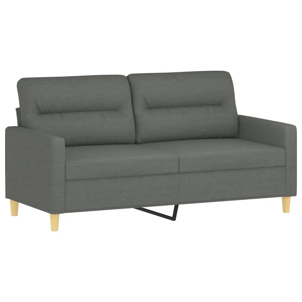 3 Piece Sofa Set Grey Fabric Lounge Couch with Pillows Footstool Living Room