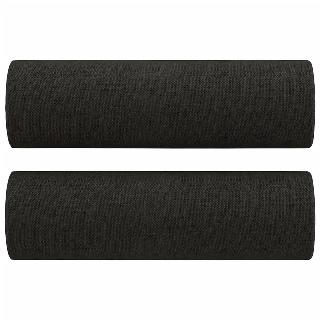 3 Piece Sofa Set Black Fabric Lounge Suite Couch with Pillows Footstool Living