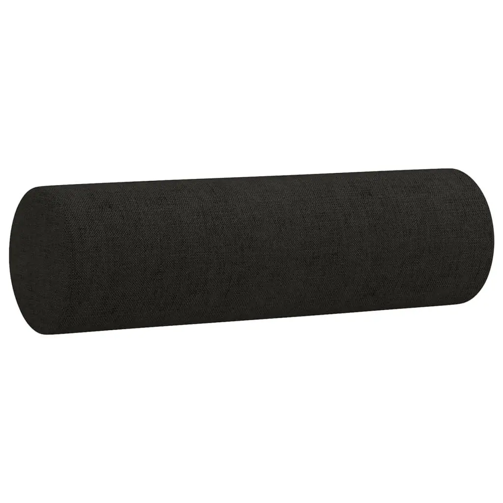 3 Piece Sofa Set Black Fabric Lounge Suite Couch with Pillows Footstool Living