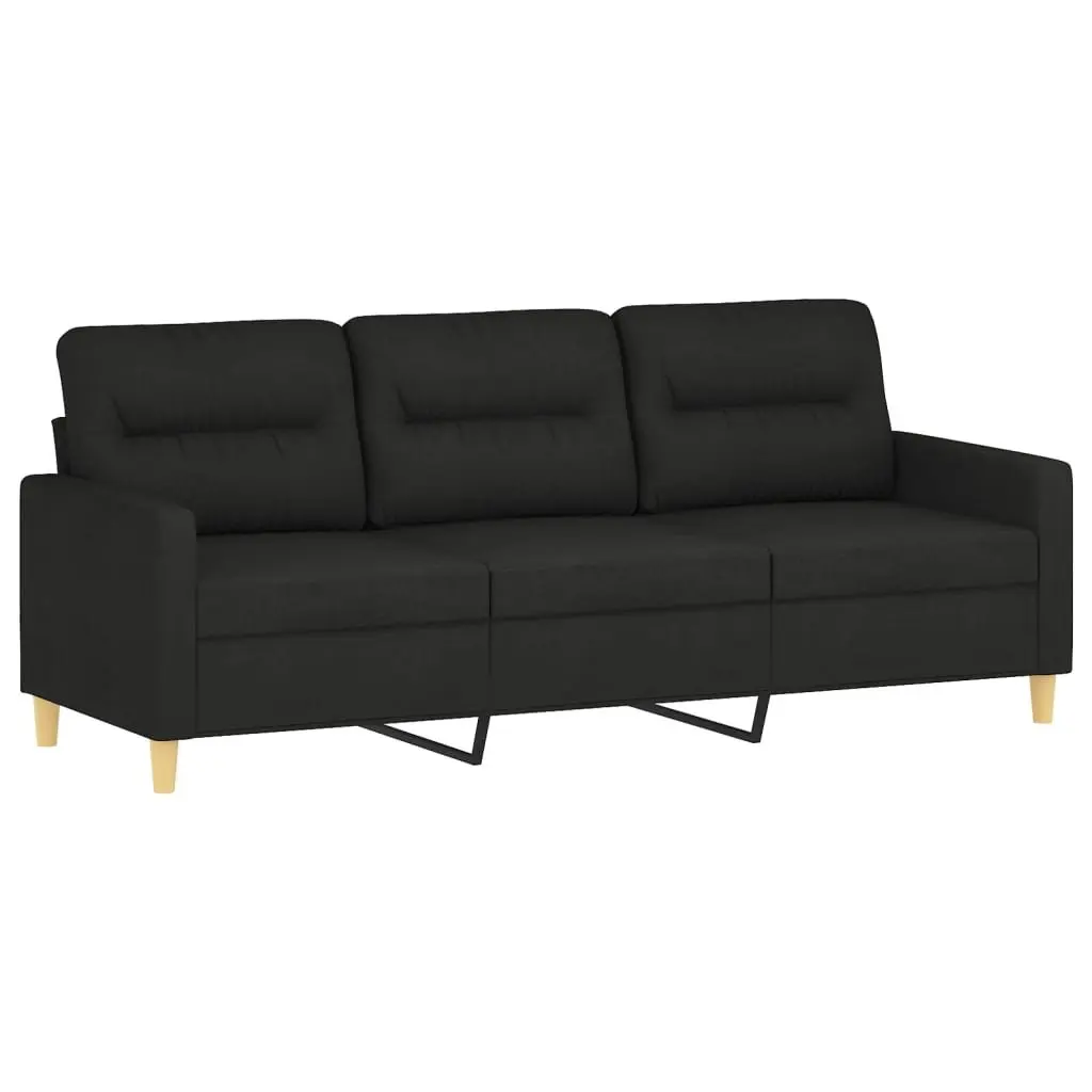 2 Piece Sofa Set Fabric Upholstery Black Colour Living Room Furniture with Cushions