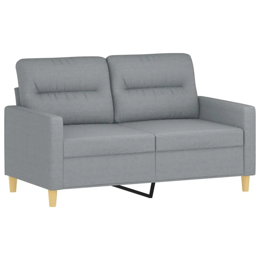 3 Piece Sofa Set with Footstool Grey Fabric Living Room Furniture Seating