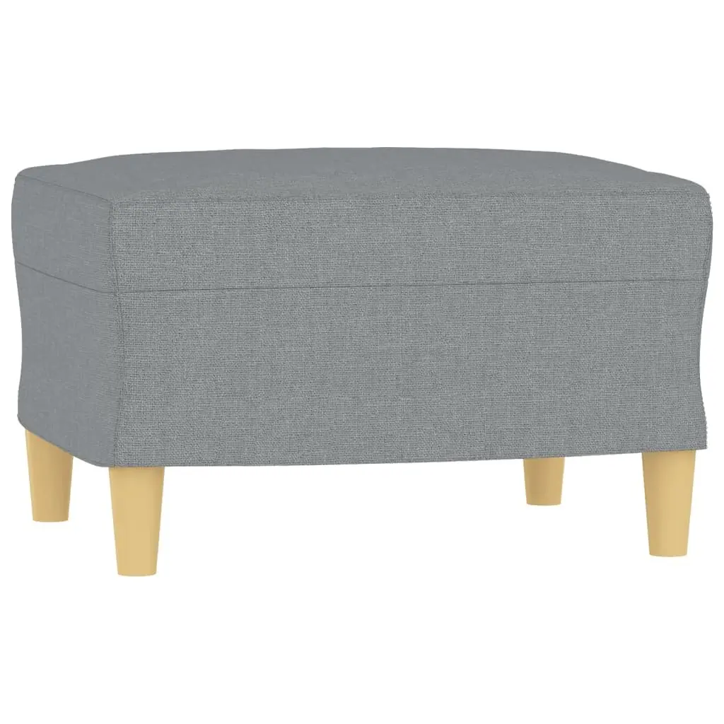 3 Piece Sofa Set with Footstool Grey Fabric Living Room Furniture Seating