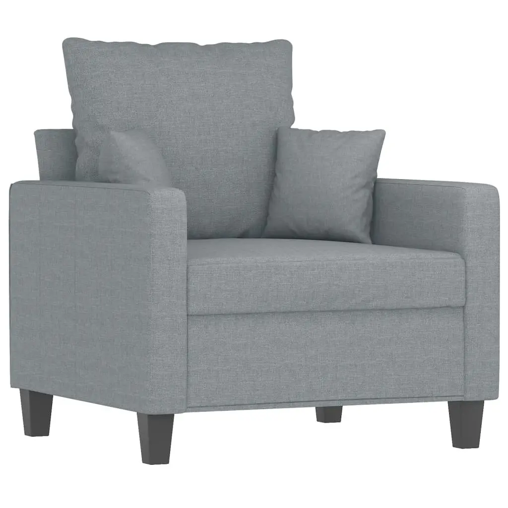 4 Piece Sofa Set Grey Fabric Couch with Throw Pillows and Footstool