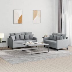 Comfortable 2 Piece Grey Fabric Sofa Set for Your Living Room
