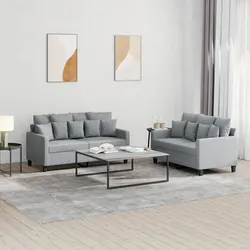 Comfortable 2 Piece Grey Fabric Sofa Set for Your Living Room