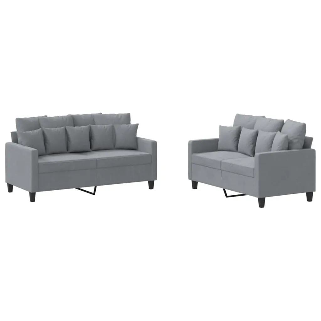 2 Piece Sofa Set Grey Fabric Construction for Living Room Seating