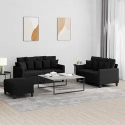 Practical 3 Piece Black Sofa Set for Everyday Use