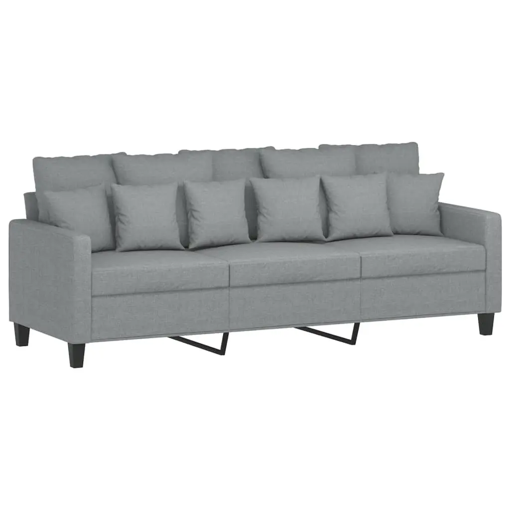 2 Piece Sofa Set Grey Fabric Padded Seating with Armrests