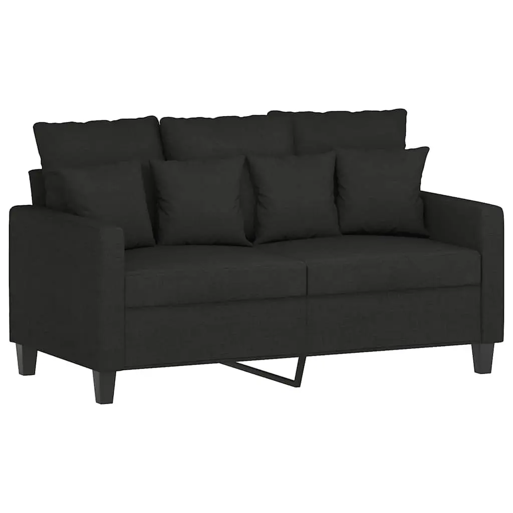 2 Piece Sofa Set with Cushions Black Fabric Couch Living Room Seating Lounge