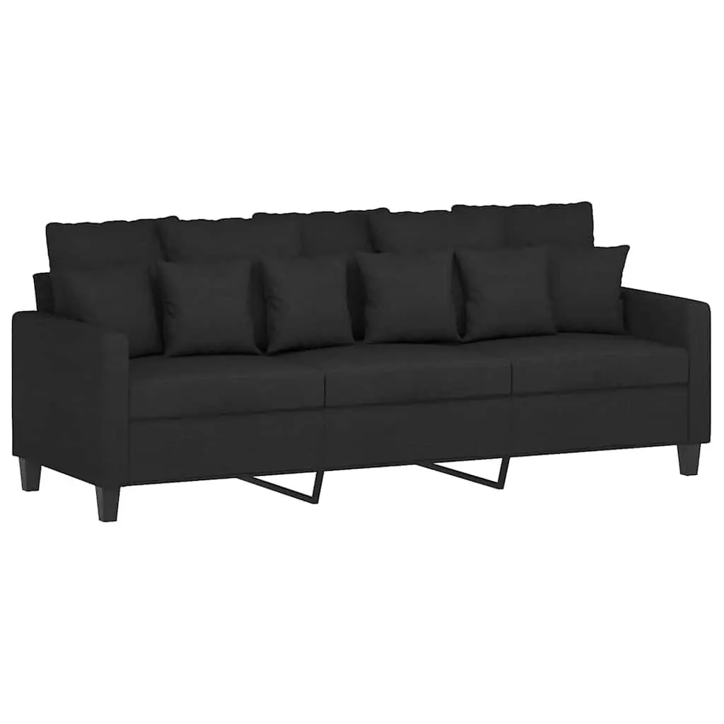 2 Piece Sofa Set with Cushions Black Fabric Couch Living Room Seating Lounge