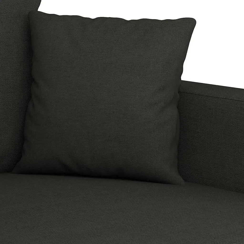 2 Piece Sofa Set with Cushions Black Fabric Couch Living Room Seating Lounge