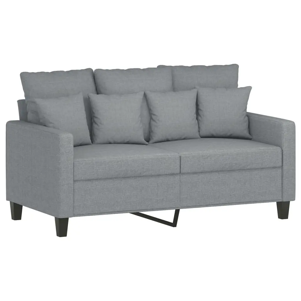 3 Piece Sofa Set with Footstool Grey Fabric Living Room Lounge Seating Suite