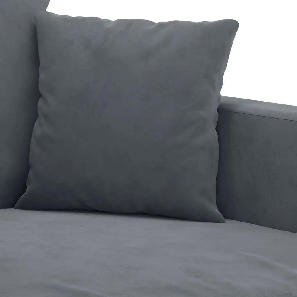 3 Piece Sofa Set Grey Velvet Lounge Suite Comfortable Padded Seating Living Room