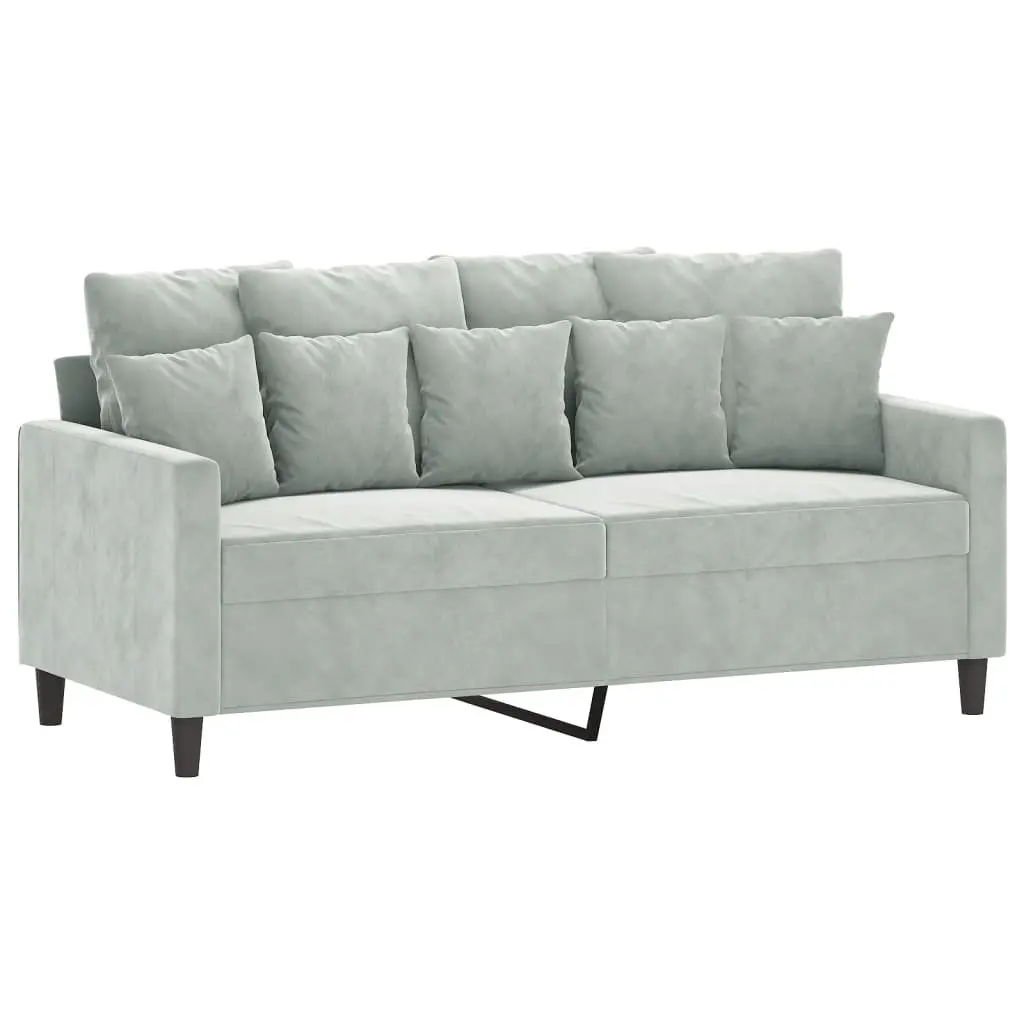 3 Piece Sofa Set Velvet Grey Compact Living Room Furniture