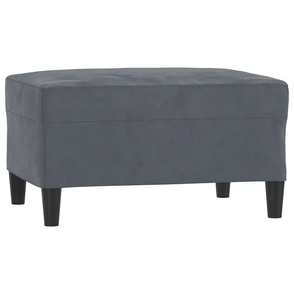 3 Piece Sofa Set with Footstool Cushions Grey Velvet Lounge Suite Living Room