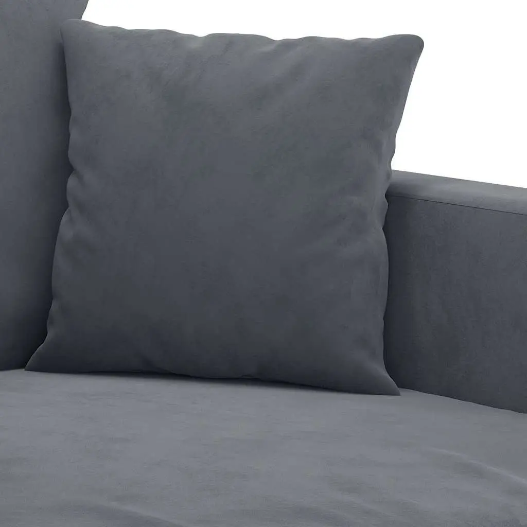 3 Piece Sofa Set with Footstool Cushions Grey Velvet Lounge Suite Living Room