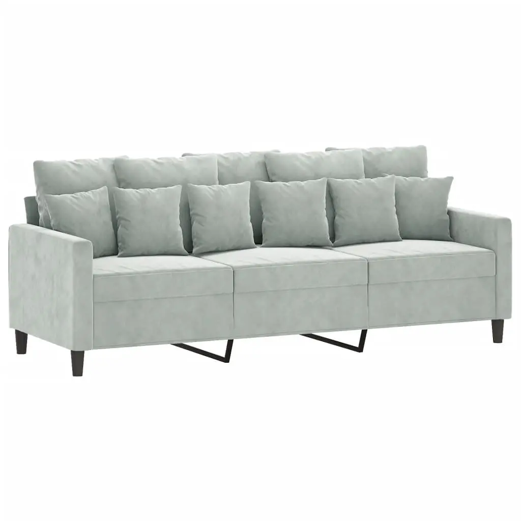 2 Piece Sofa Set Grey Velvet Cushions Living Room Furniture Comfortable Seating