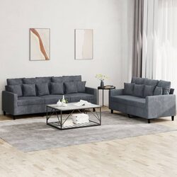 Versatile 2 Piece Grey Velvet Sofa Set for Your Home