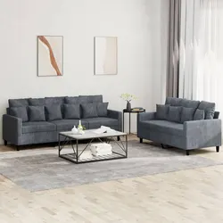 Versatile 2 Piece Grey Velvet Sofa Set for Your Home