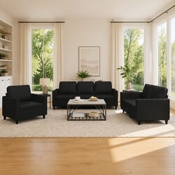 3 Piece Black Sofa Set for Your Living Room Needs