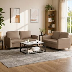 Practical Brown Faux Leather Sofa Set for Any Room