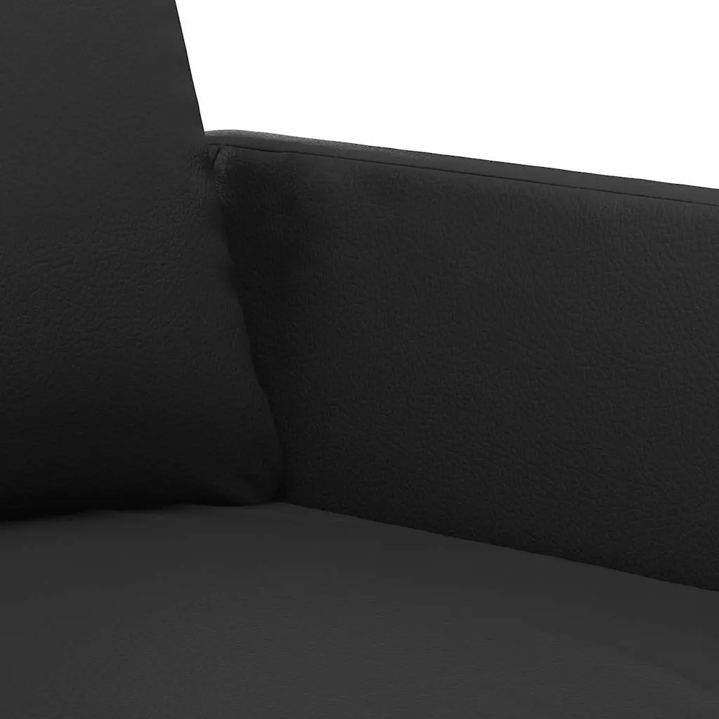 2 Piece Sofa Set Black Faux Leather Living Room Furniture with Cushions Seating