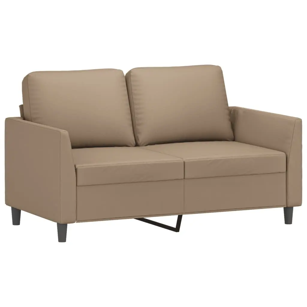 2 Piece Sofa Set Brown Faux Leather Couch Living Room Furniture with Cushions
