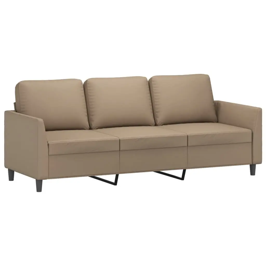 2 Piece Sofa Set Brown Faux Leather Couch Living Room Furniture with Cushions
