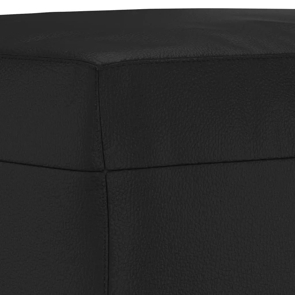 3 Piece Sofa Set with Cushions Footstool Black Faux Leather Living Room