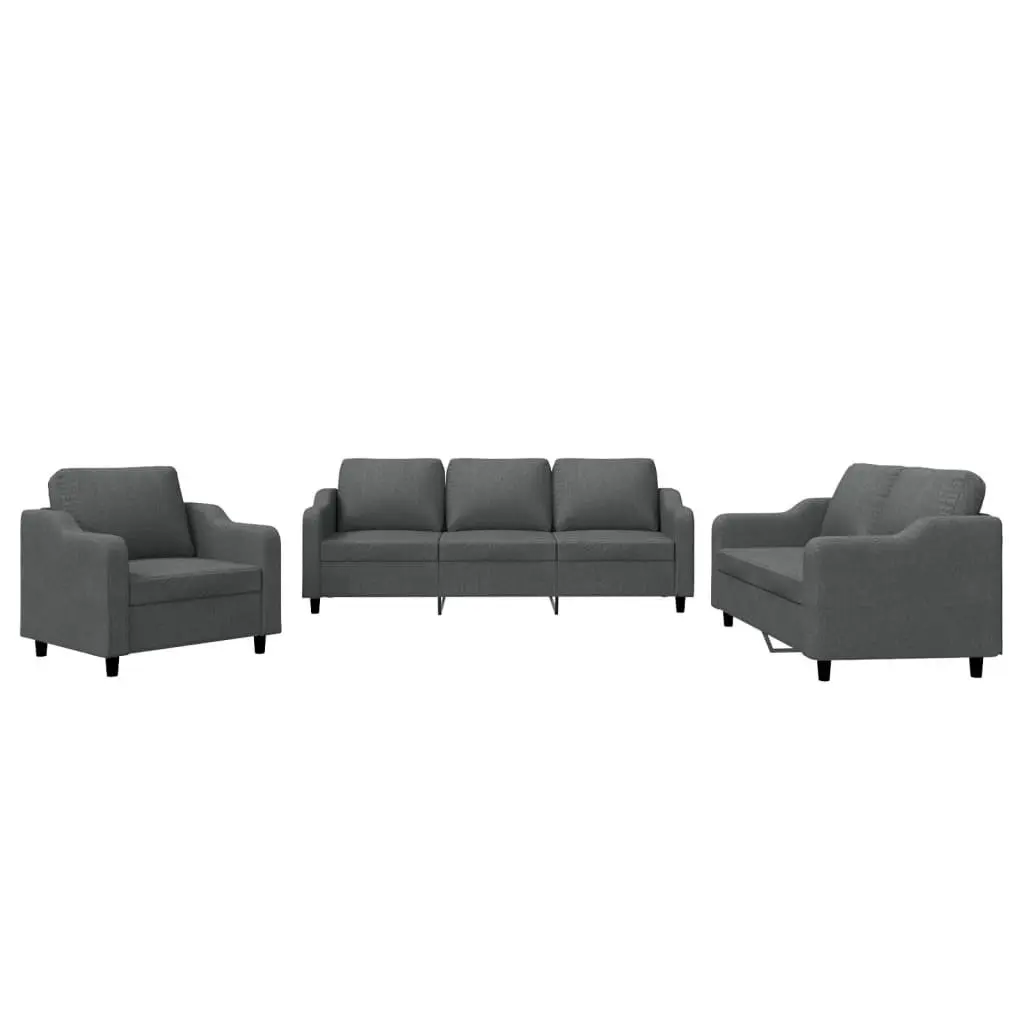 3 Piece Sofa Set Fabric Grey