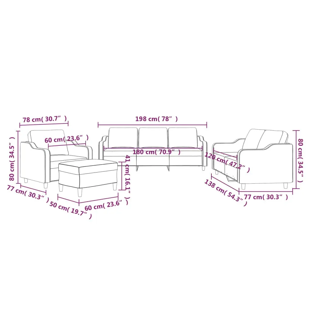 4 Piece Grey Sofa Set for Living Spaces