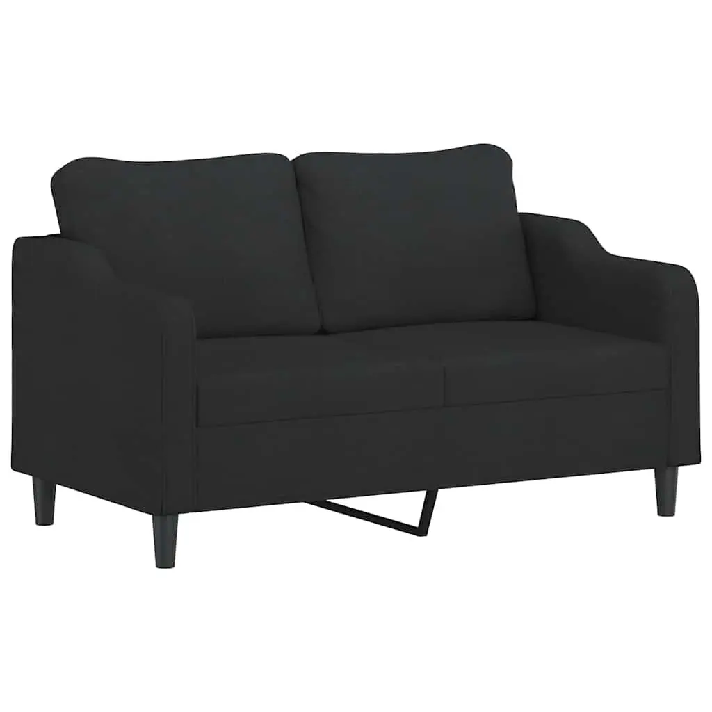 2 Piece Sofa Set with Cushions Black Fabric Lounge Suite Living Room Seating