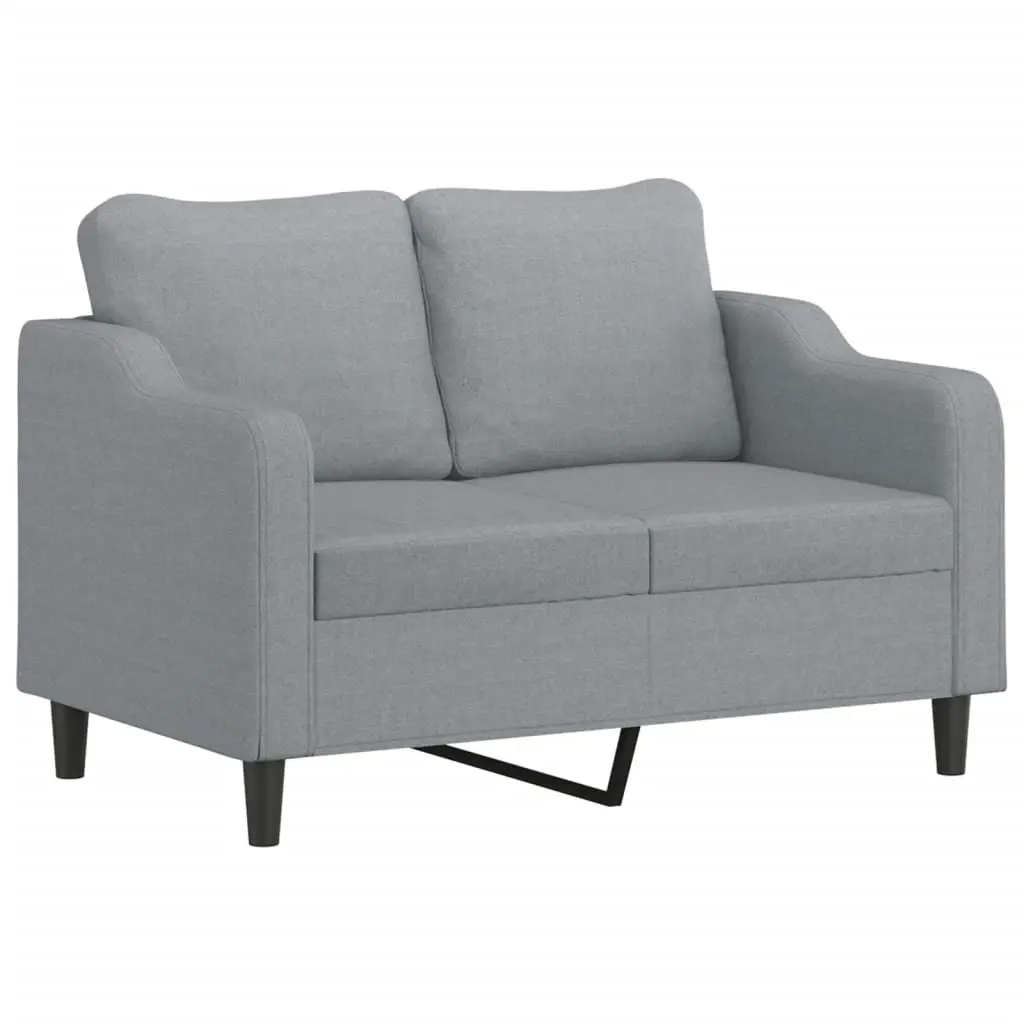 3 Piece Sofa Set Fabric Light Grey with Cushions Footstool