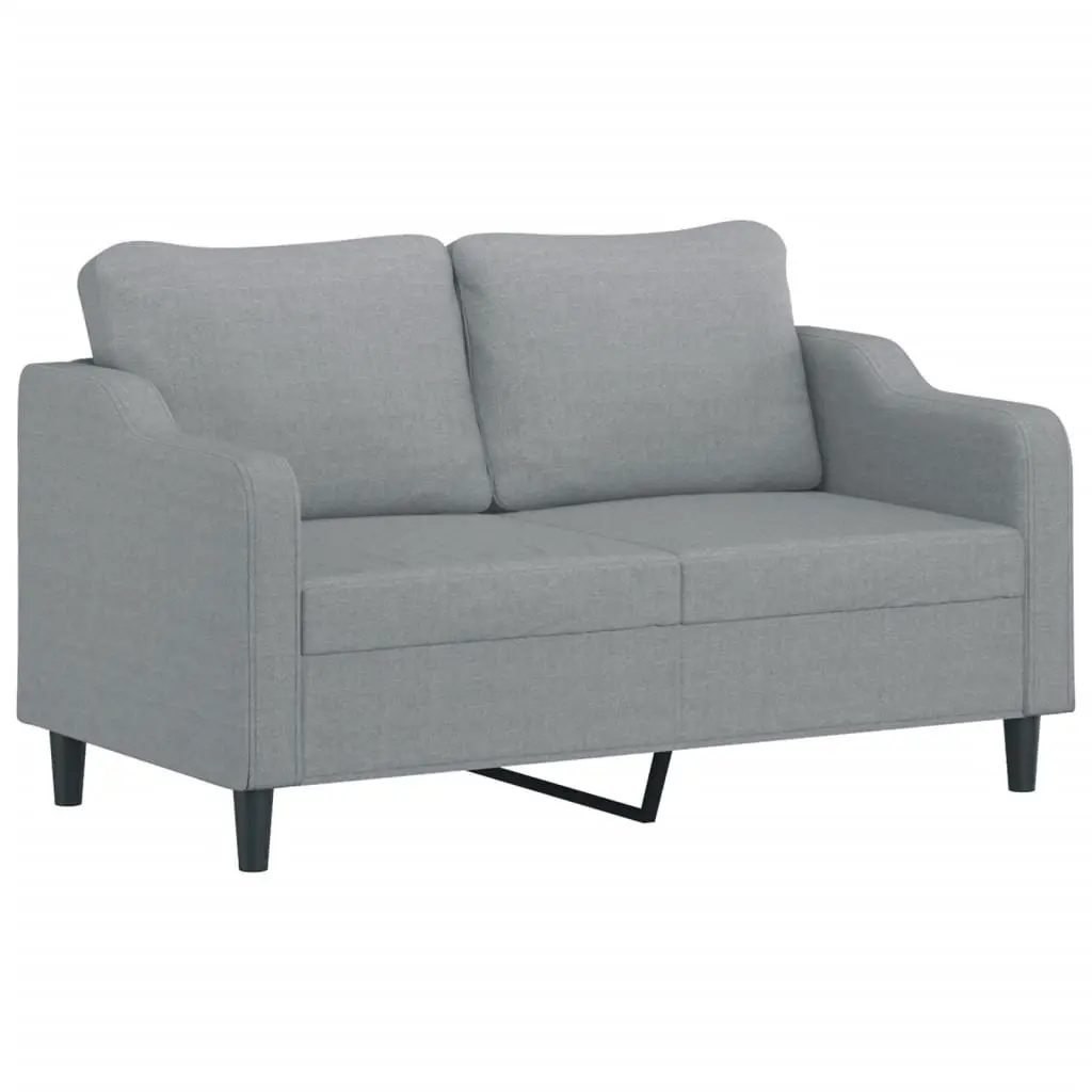 3 Piece Sofa Set Fabric Light Grey with Cushions Footstool
