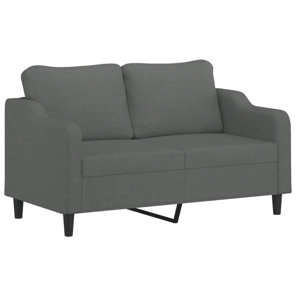 3 Piece Grey Fabric Sofa Set with Cushions and Footstool for Living Room