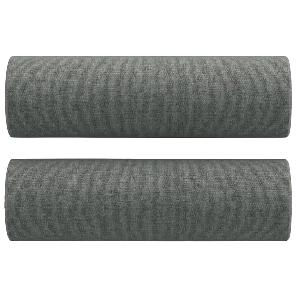 Grey Fabric Sofa Set Durable Upholstery 2 Piece Lounge Couch Plywood and Metal Frame with Roll Pillows
