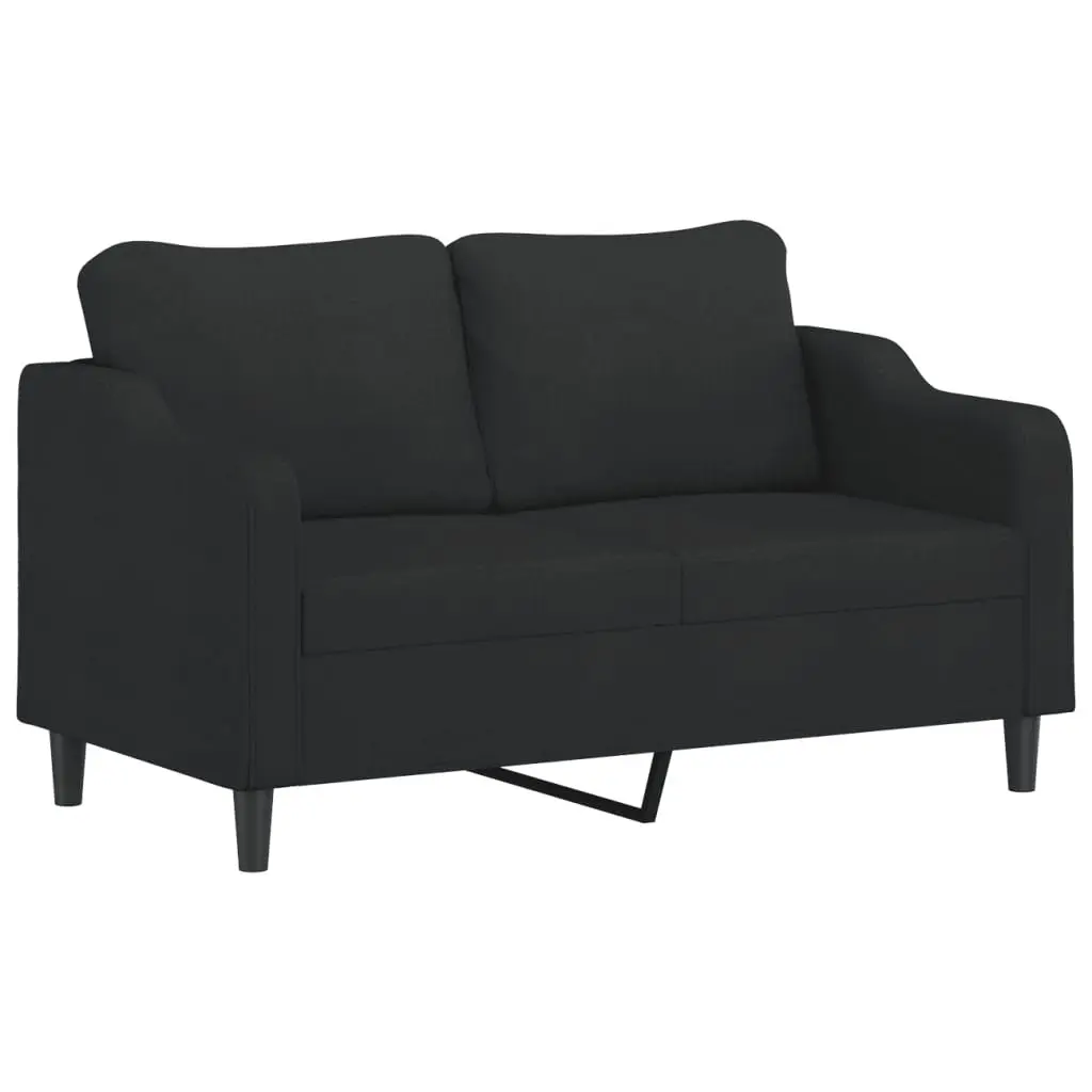 2 Piece Sofa Set Black Fabric Living Room Couch with Pillows Seating Furniture