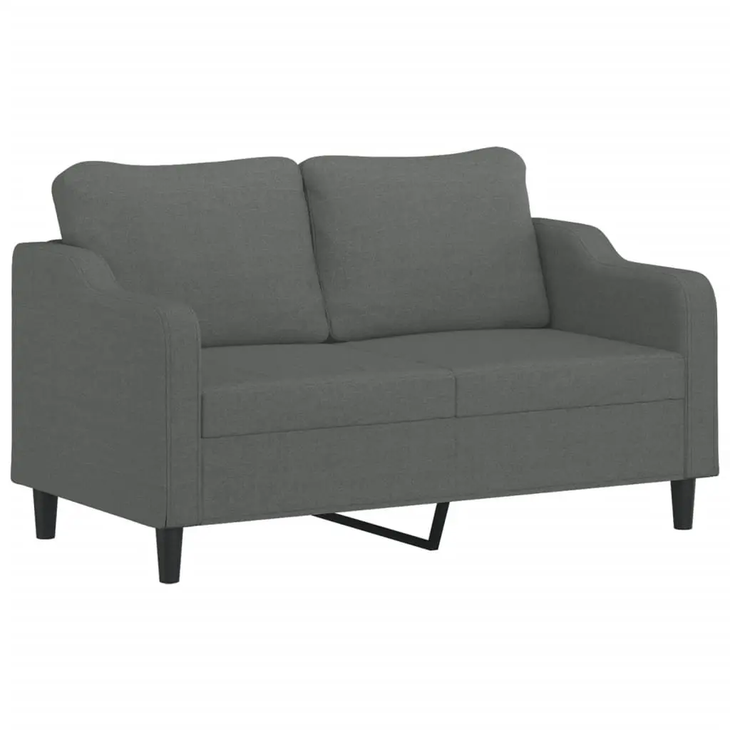 3 Piece Sofa Set with Footstool Padded Armrests Cylinder Pillows Grey Fabric