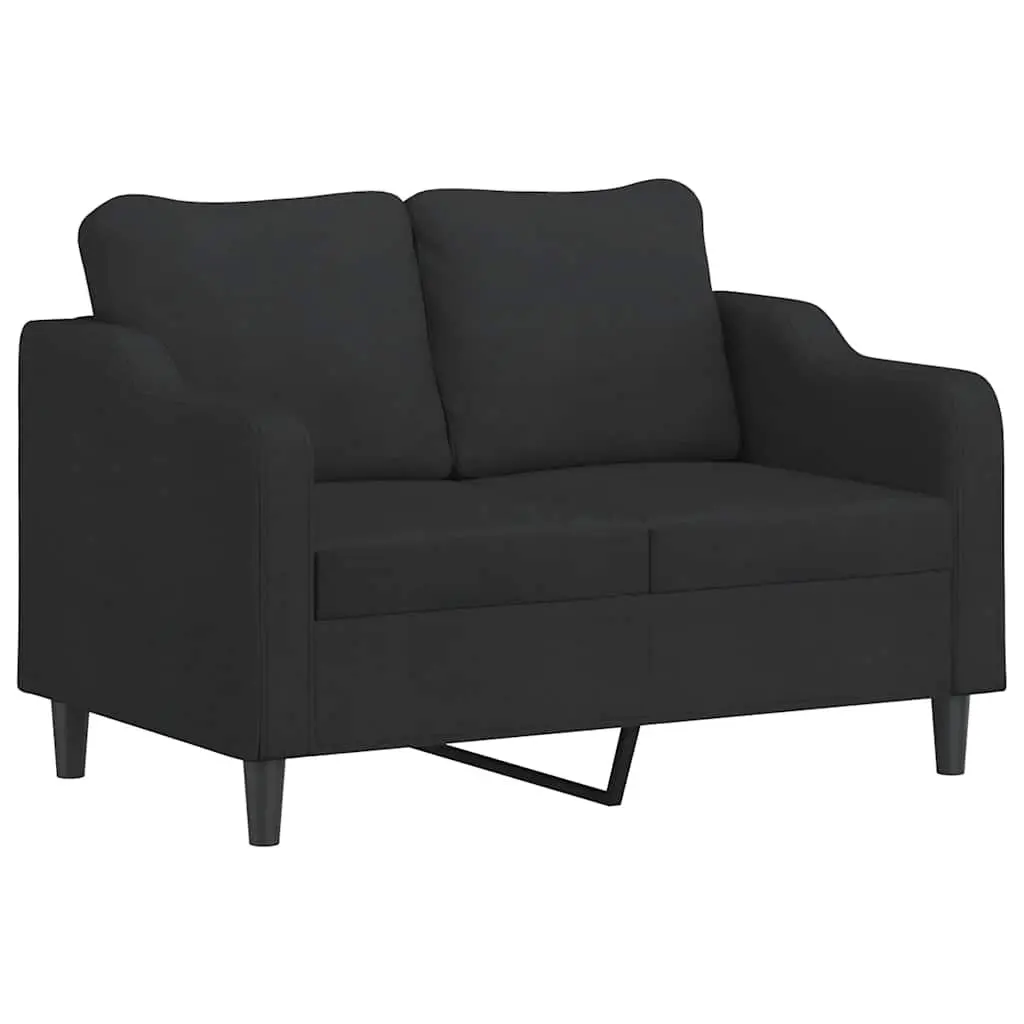 2 Piece Sofa Set with Cushions Black Fabric Lounge Seating Living Room Couch